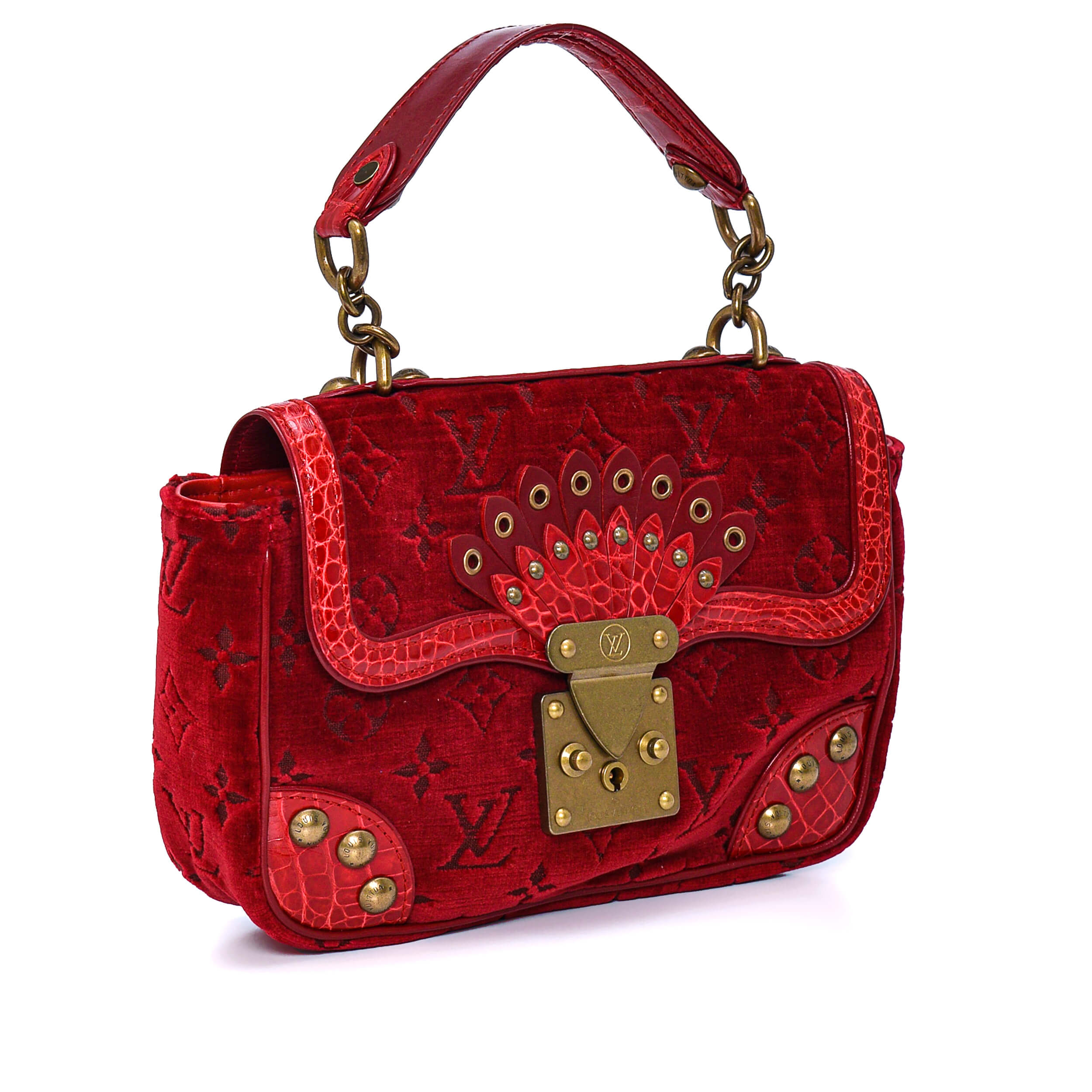 Louis Vuitton - Red Velours Alligator Irvine Satchel Limited Edition Bag